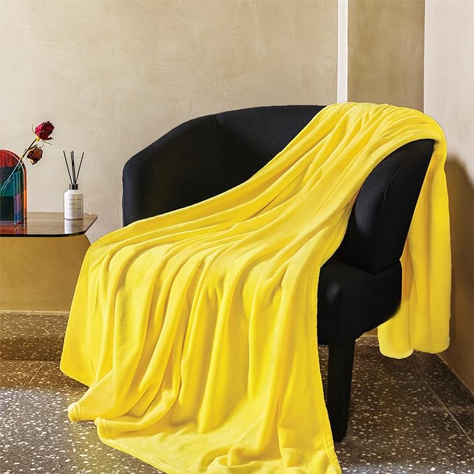 Yellow Fleece Plush Throw Blanket 50"x60"for Couch Sofa Fuzzy Cozy Flannel | by JIAHANNHA