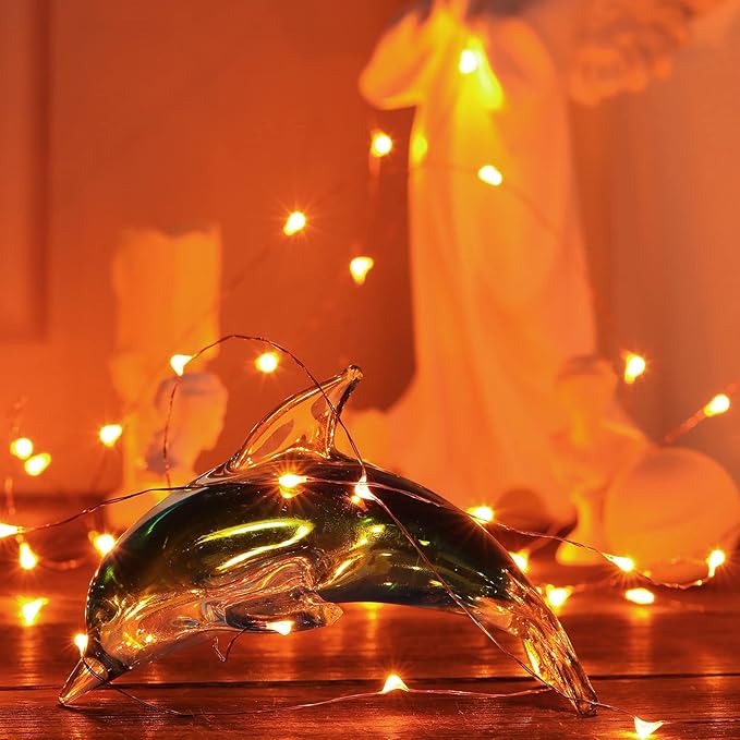 Mikasol Fairy Lights Battery Operated, 2 Pack Mini 3*AAA Battery Powered Copper Wire Led Starry String Lights Firefly Lights for Bedroom, Christmas, Parties, Decoration (5m/16ft Orange)
