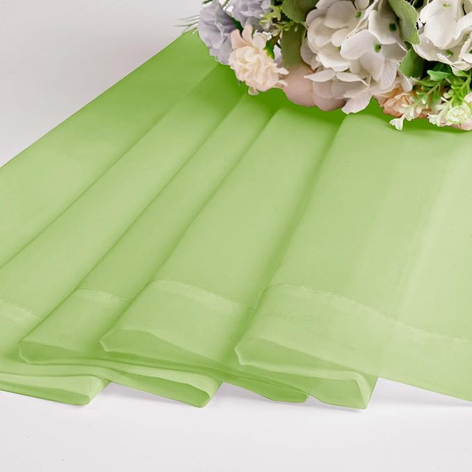 Lime Sheer Curtains for Bedroom Living Room 96 Inches Long 2 Panels Set - Image 7