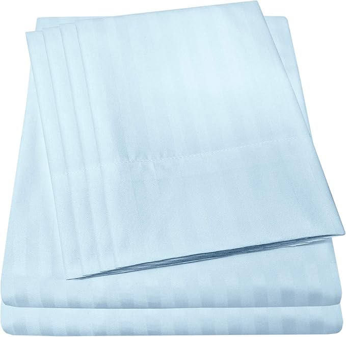 King Size Bed Sheets - 6 Piece 1500 Supreme Collection Fine Brushed Microfiber Deep Pocket King Sheet Set Bedding - 2 Extra Pillow Cases, Great Value, King, Dobby Light Blue