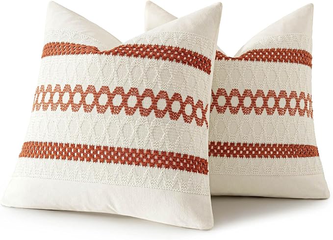 MIULEE Set of 2 Fall Burnt Orange Decorative Pillow Covers 20x20 | Farmhouse - Image 8