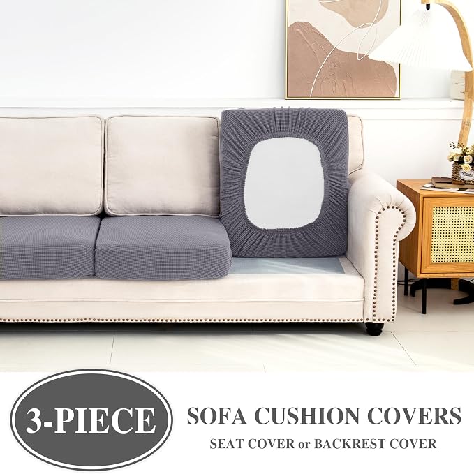 LA MEACK Couch Cushion Covers Seat Cushion Cover Stretch Couch Cover Separate - Image 3