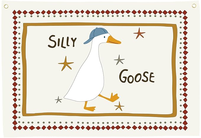Silly Goose Nursery Rectangular Canvas Banner-Flag Wall Sign Decor for Boys Girls Toddler Kids,Baby Room Above Crib Playroom Reading Room Bedroom Decor-Easter Baby Shower Birthday Christmas Gift