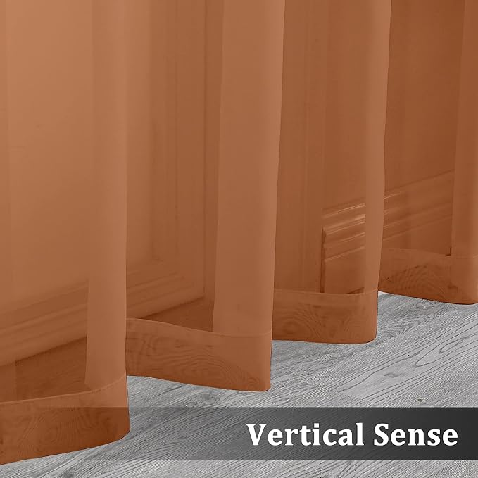 Orange Sheer Curtains 63 inch Length 2 Panels - Image 5