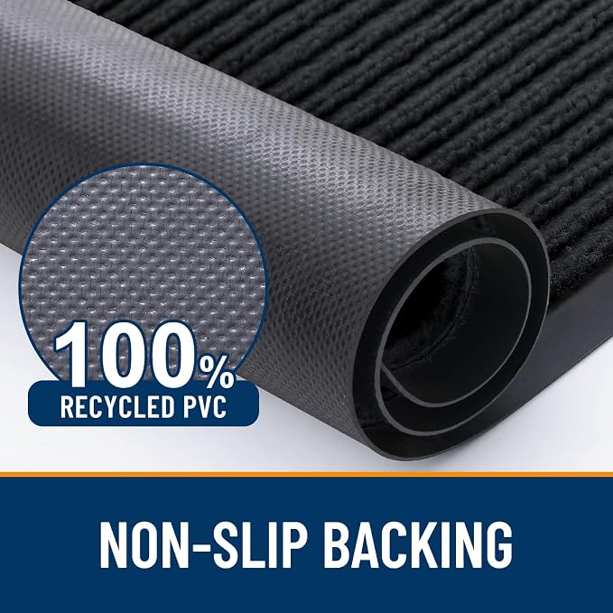 OLANLY 2-Pack Front Door Mats 29.5x17, Waterproof Heavy-Duty Doormats | Black - Image 3