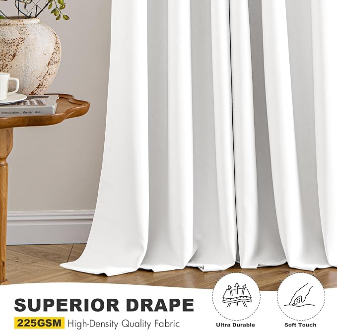 MIULEE Blackout Curtains for Bedroom 2 Panels 50 x 63 Inch Long Pure White | - Image 5