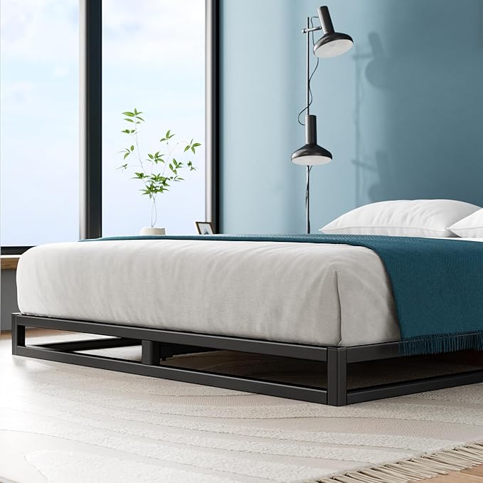 Zinus Joseph Low Profile 6 Inch Platform Bed Frame, Wood Slat Support, No Box Spring Needed, Eco Friendly WonderBox(TM) Packaging, Easy Assembly, Black, King