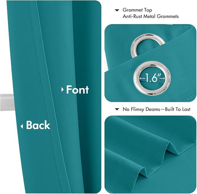 MIULEE Blackout Curtains for Bedroom 2 Panels 40 x 72 Inch Long Teal | Thermal - Image 4