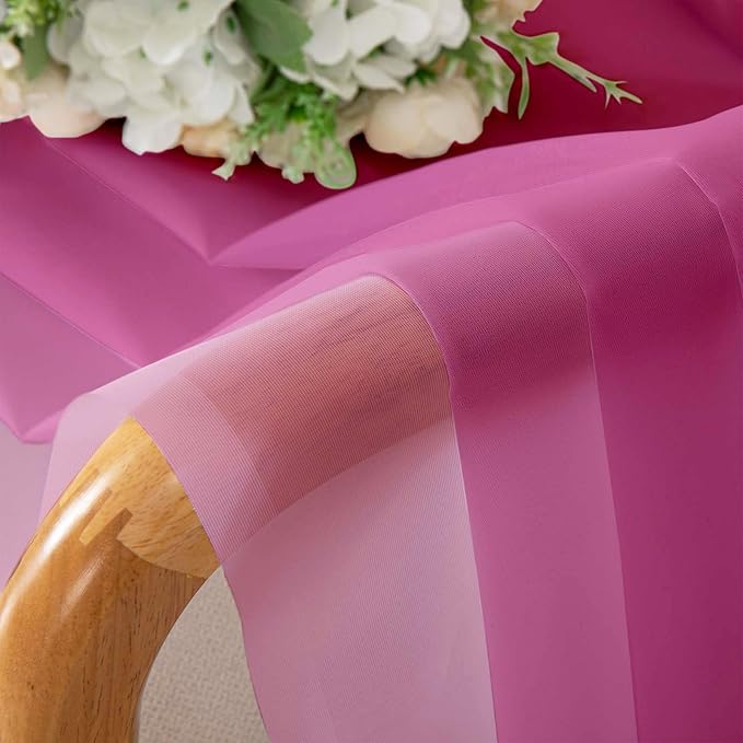 Hot Pink Sheer Curtains 63 Inch Length 2 Pcs, Solid Voile Long Light Filtering - Image 7