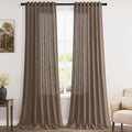 Extra Long Light Brown Curtain 108 Inches Long 2 Panels Set Back Tab Linen by Nanspring