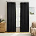 Black Pinch Pleated 60 Inch Wide Curtains 60 x 95, Thermal Insulated Noise by KEQIAOSUOCAI