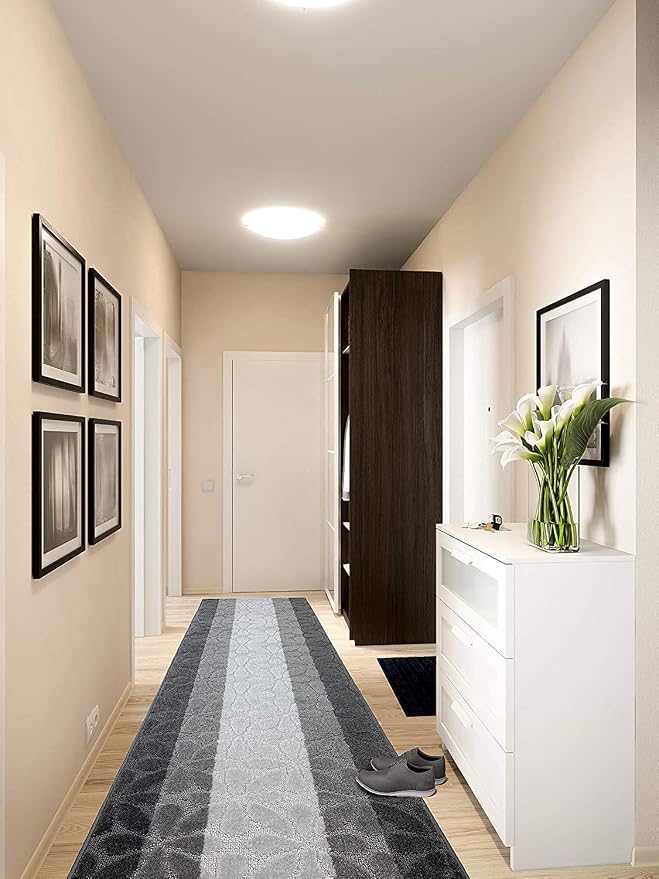 15 Ft Gray Hallway Runner Rug, Non Slip Washable, Kitchen & Entryway | 2'2" x - Image 2