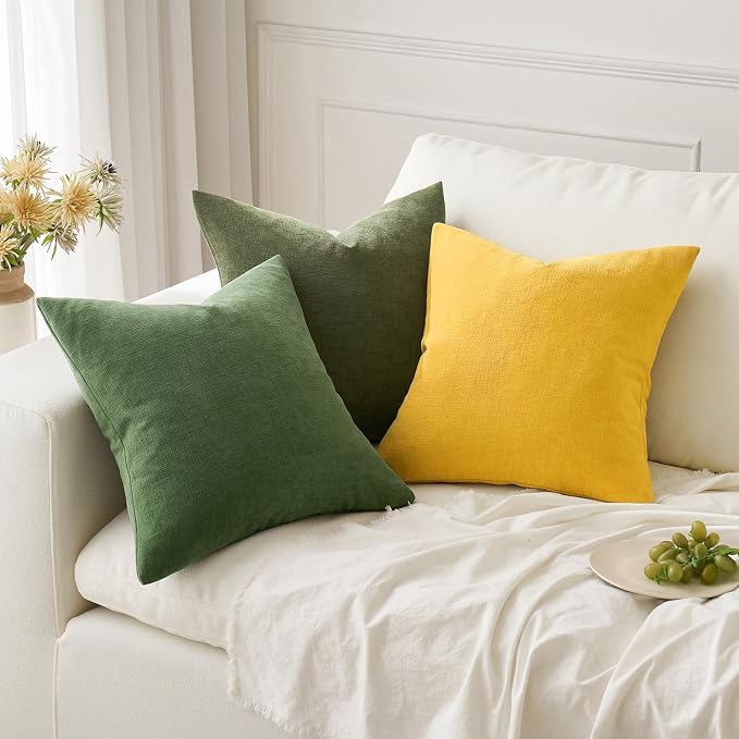 MIULEE Yellow Chenille Couch Throw Pillow Covers, 20x20 | Set of 2, Soft - Image 2