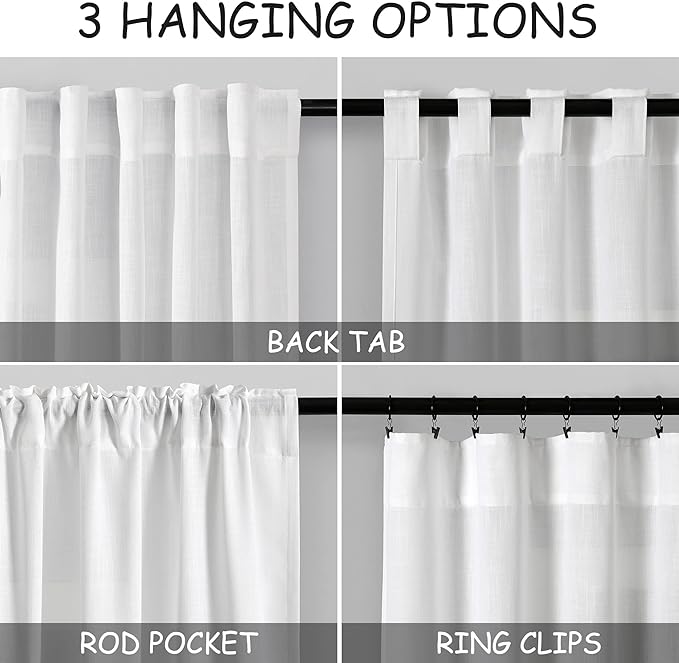 White Linen Curtains 90 Inches Long - Image 4