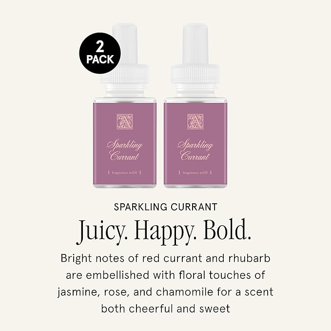 Pura & Aromatique Home Scent Refill - Smart Home Air Diffuser Fragrance - Up to 120-Hours of Luxury Fragrance per Refill - Household Essential - 2 Pack - Sparkling Currant
