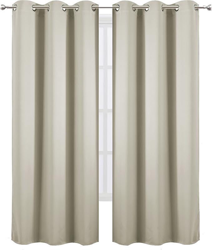 Light Beige Thermal Blackout Curtains/38 x 84 Inch/Set of 2 Panels Room - Image 2