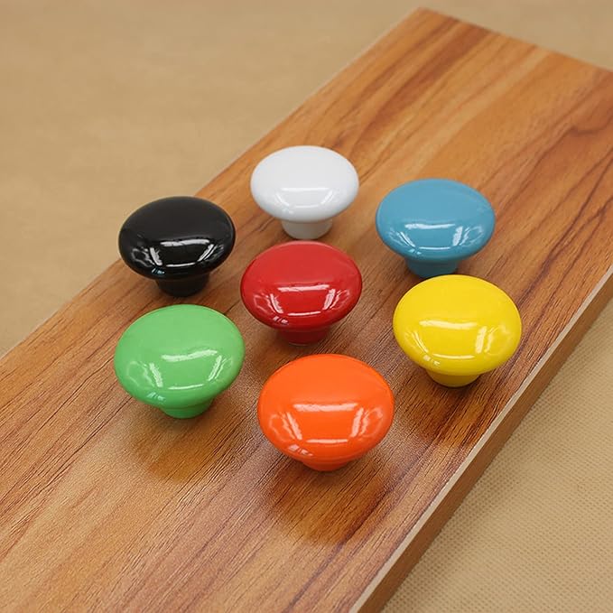HUAMULAN 15PCS Orange Glossy Ceramic Knobs Button Round Mushroom Cabinet Dresser Vintage Pulls Door Handles Cupboard Wardrobe Drawer, Dia. 1.5 inch 38mm