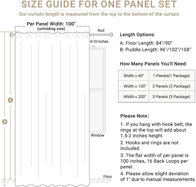 Linen Textured Blackout Sliding Door Curtains 90 Inches Long, Copper Brown | - Image 8