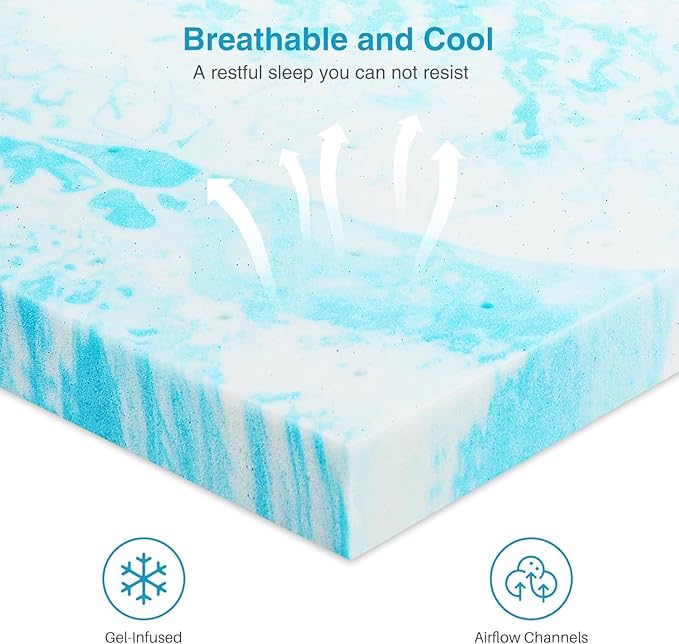 Mattress Topper, King Size Cooling Memory Foam Bed Toppers, 3 Inch Soft Mattress Pads for Sleeper Sofa, RV, Camper, CertiPUR-US Certified