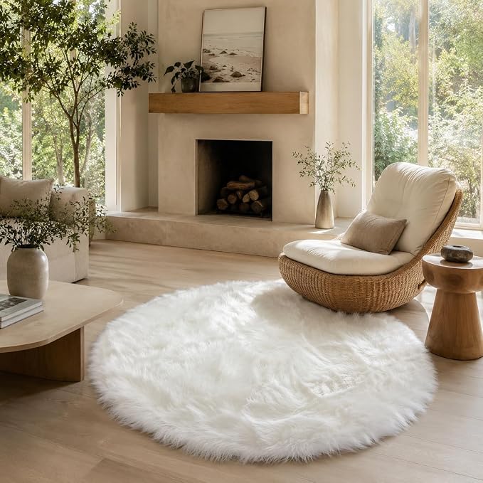 EasyJoy Faux Sheepskin Rug, Fluffy Faux Fur Rug, Ultra Soft Shag Area Rug by EasyJoy