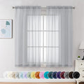 Chyhomenyc Light Grey Sheer Curtains 54 Inch Long 2 Panels, Light Filtering Rod Pocket Voile Short Curtains Drapes for Living Room Bedroom Small Windows, 42Wx54L Inches