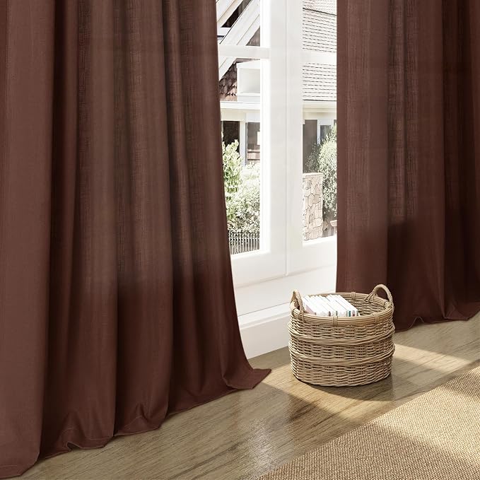 Rustic Brown Linen Curtains 72 Inch Length - Image 6