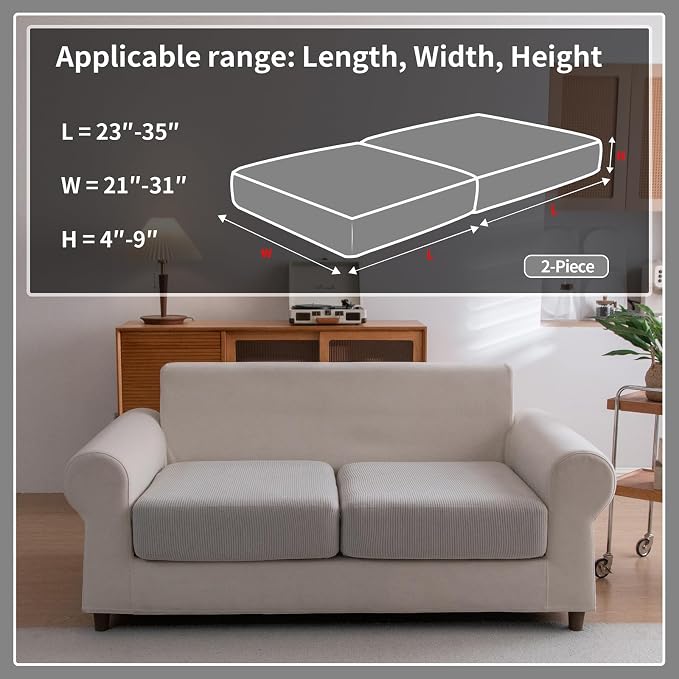 OHSIO Sectional Couch Covers, Wear Resistant Stretch Sofa Covers Washable Soft - Image 2