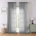 Charcoal Grey Sheer Curtains for Living Room 96 Inches Long 2 Pcs, Airy Solid by Lecloud