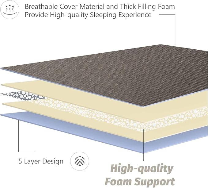 MAXYOYO Japanese Floor Mattress Futon Mattress, Thicken Tatami Mat Sleeping Pad Foldable Roll Up Mat for Boys Girls Dormitory Kids Floor Bed, Charcoal Grey, Twin