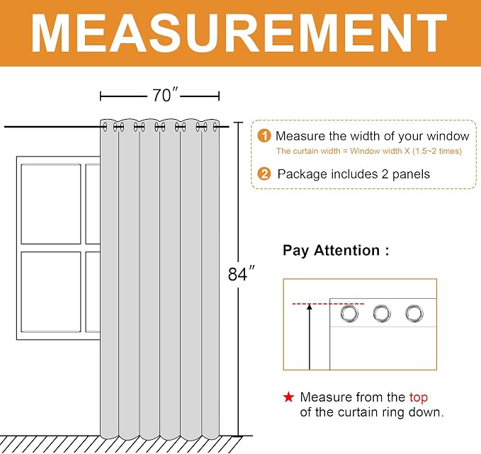 Blackout Curtains for Bedroom, Light Beige, 70 x 84 Inch, 2 Panels | Thermal - Image 7