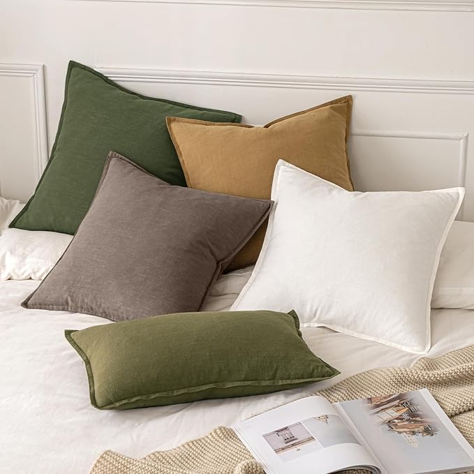 MIULEE Decorative Linen Pillow Covers 20x20 Inch Malt Ball | Boho Farmhouse​ - Image 5