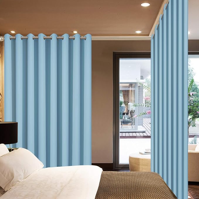 Yakamok Sky Blue Room Darkening Curtains 84 inch Sliding Door Drapes | 1 - Image 2