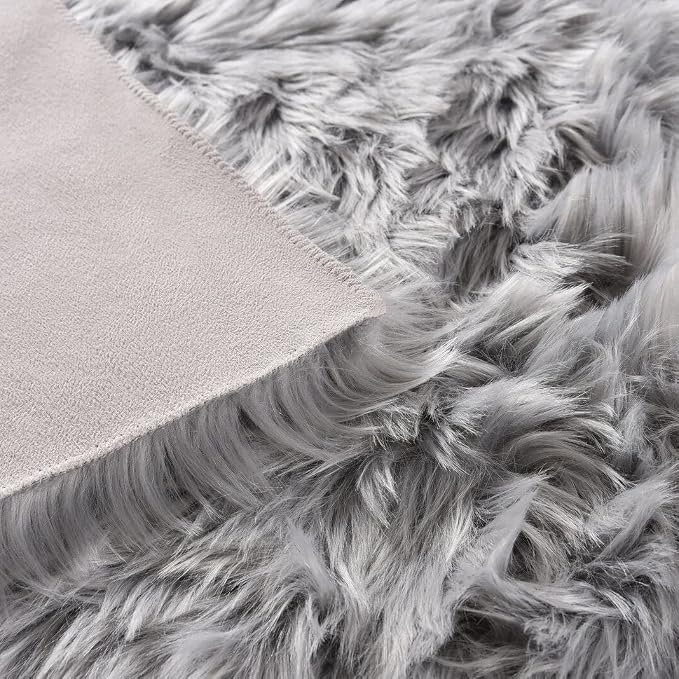 ORINOVA Light Grey Furry Washable Area Rugs - Image 4