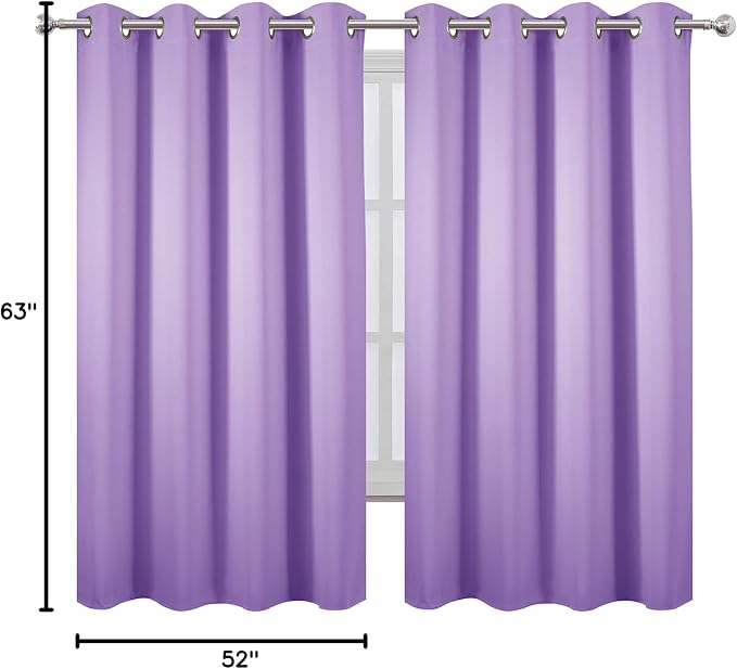 Lavender Blackout Curtains 52 x 63 Inch Length/Set of 2 Curtain Panels/Thermal - Image 8