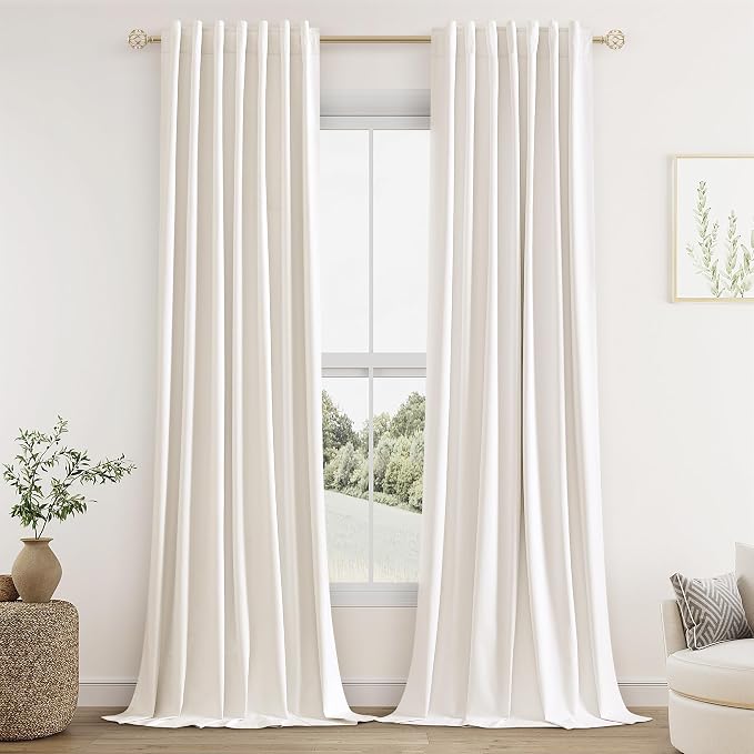 Ivory 100% Blackout Curtains 84 Inch Length 2 Panels Set - Image 9
