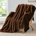 BEDELITE Striped Fleece Throw Blanket, Chocolate Brown, Soft Cozy, Lightweight by BEDELITE