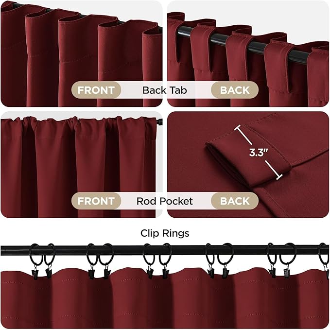 Joydeco Blackout Curtains 108 Inches Long, Thermal Insulated Black Out Curtains - Image 3