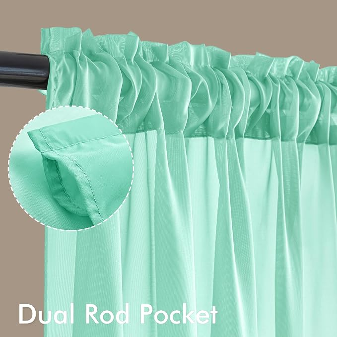 MIULEE Aqua Sheer Curtains 72 Inches Long 4 Panels 42 x 72 Inches | Light - Image 3