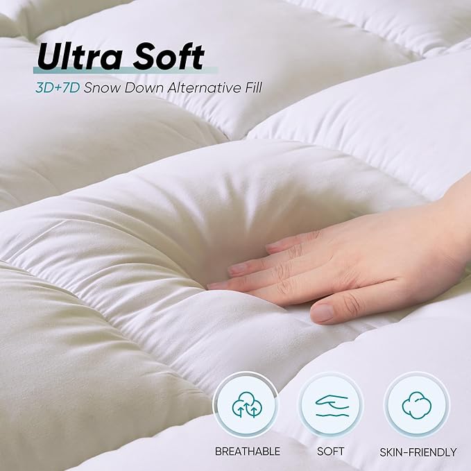 Memory Foam Mattress Topper California King Size, Dual Layer 4 Inch Mattress Pad,2 Inch Gel Memory Foam Plus 2 Inch Pillow Top Cover with 8-21 Inch Deep Pocket