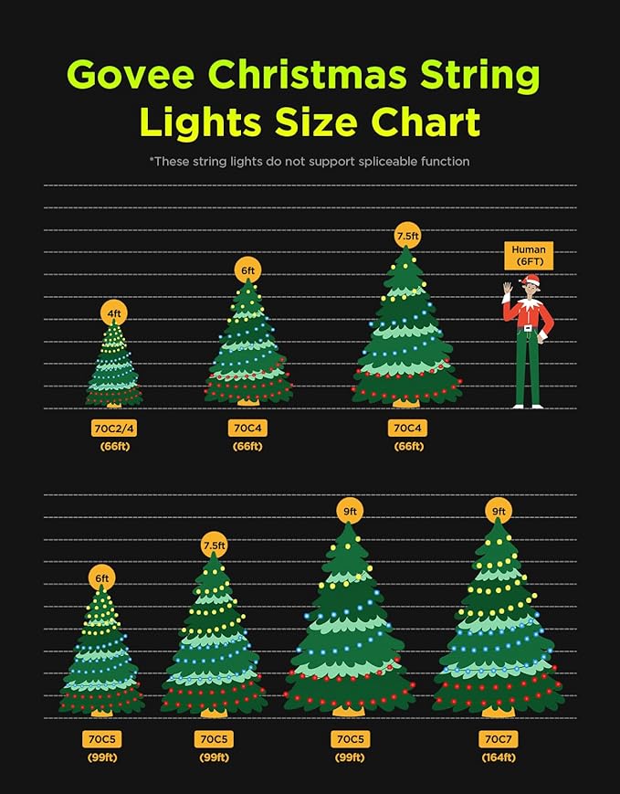Govee Christmas Lights 2, RGBWIC 99FT 300LEDs Holiday String Lights with Shape Mapping Function, Smart LED Decoration for Indoor Outdoor Tree, 130+ Preset Scenes, Voice and APP Control, Clear Wire