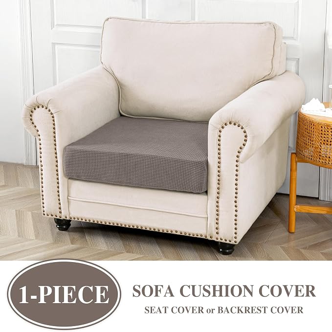 LA MEACK Couch Cushion Cover Seat Cushion Cover Stretch Armchair Cover Separate - Image 2