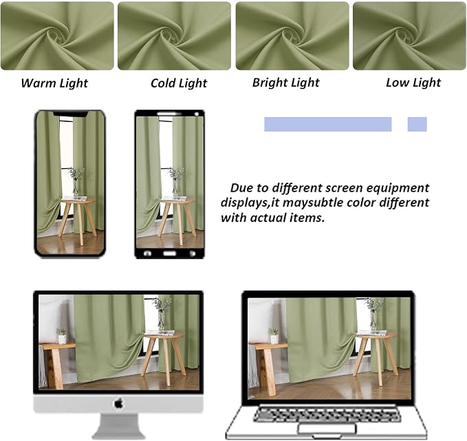 Simplebrand Ava Sage Green Short 30 Inches Blackout Curtain 2 Panels Set - Image 9