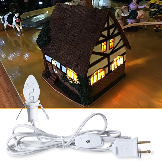 Accessory Cord with One Clear Light Bulb, 6 Feet UL Listed White Cord with On and Off Switch Plugs - Perfect for Holiday Decorations and Craft Projects, 2 Pack