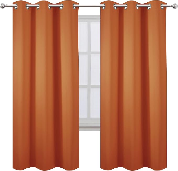 Orange Thermal Blackout Curtains/42 x 72 Inch/Set of 2 Panels Room Darkening - Image 2