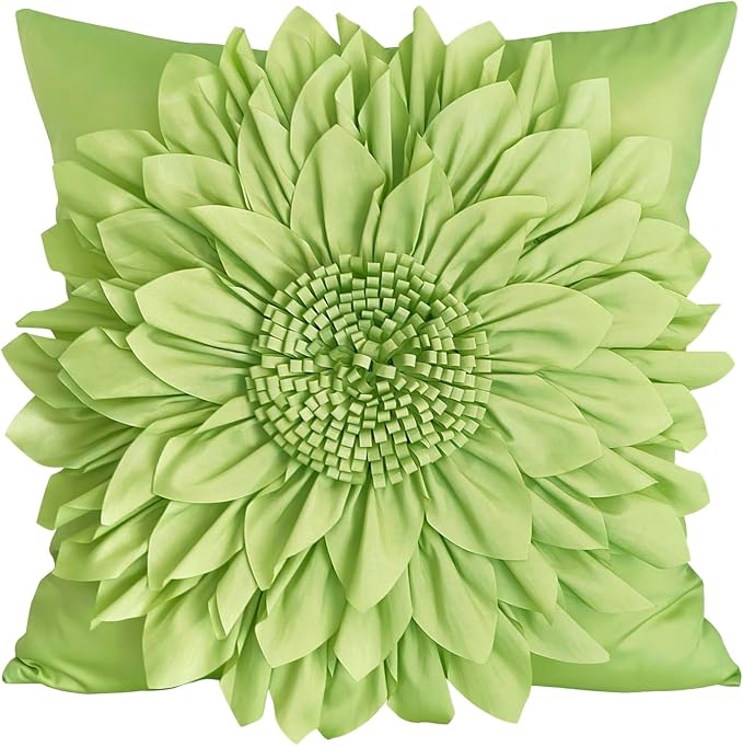 Sage Green Accent Flower Decorative Throw Pillow Covers by BellasGifts