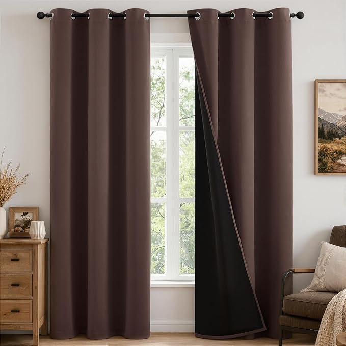MIULEE Dark Brown 100% Blackout Curtains by MIULEE