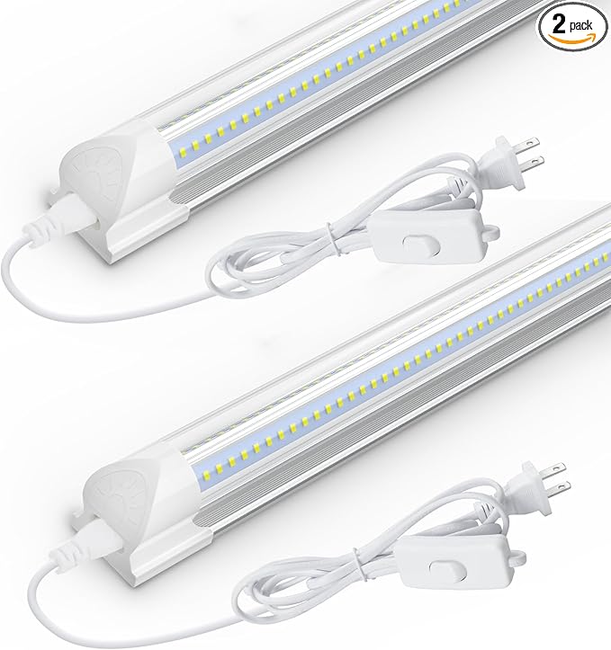 CNSUNWAY 1.5FT LED Shop Light, 20W High-Efficiency Under Cabinet Lighting (6000K Cool White), V-Shape T8 Tube Fixtures – 18" Linkable Under Counter Lights for Kitchen, Workbench, Workshop, 2 Pack
