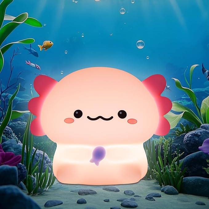 Axolotl Gifts, Cute Axolotl Night Light, Animal Silicone Nursery Lamp with Dimming and Timing Function, Cute Axolotl Decor Lights