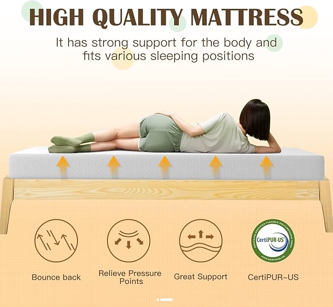PayLessHere 8 inch Memory Foam Mattress Cooling Gel Green Tea Infused Mattress,CertiPUR-US Certified,Breathable Bed Mattress for Cooler Sleep Supportive & Pressure Relief,White King