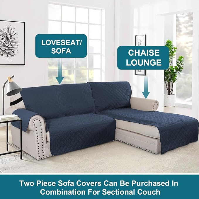 Turquoize 100% Waterproof Sofa Covers Chaise Lounge L Shape Sofa Protector Slip - Image 5